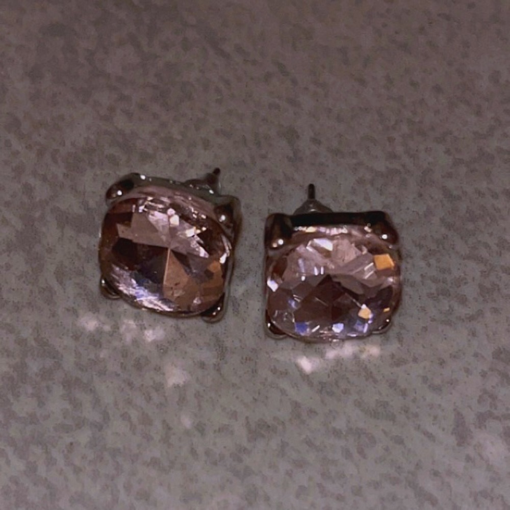 Large Pink/Silver Gemstone Earrings